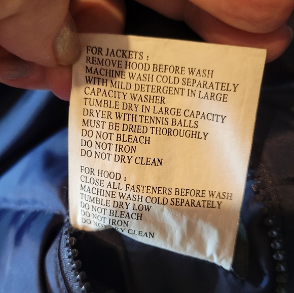 NOKI blue and yellow reversible down puffer coat with hood Size Small - Picture 15 of 16